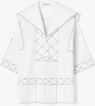 Diamond Topstitch Poplin Tunic