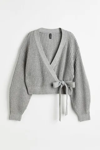 Knit Wrap-front Cardigan