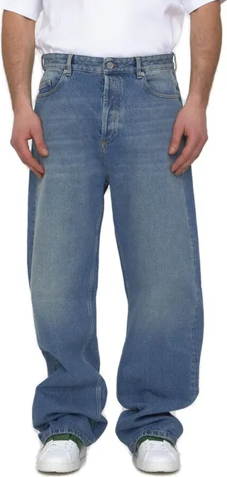 Valentino Logo Patch Wide Leg Jeans