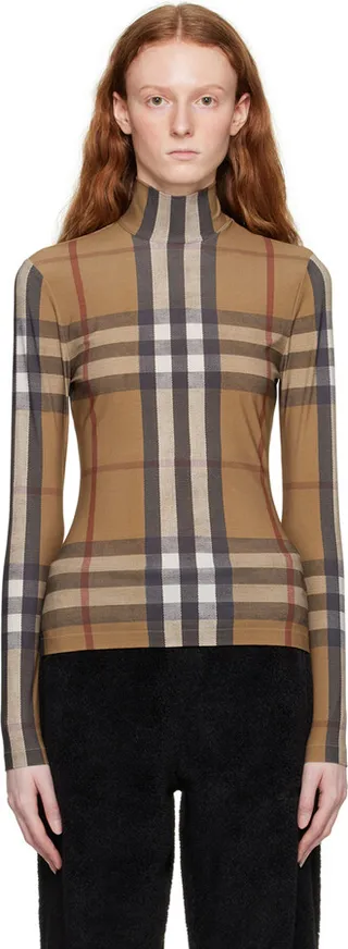 Burberry Brown Vintage Check Turtleneck