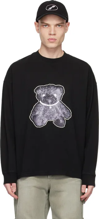 We11done Black Pearl Necklace Teddy T-Shirt