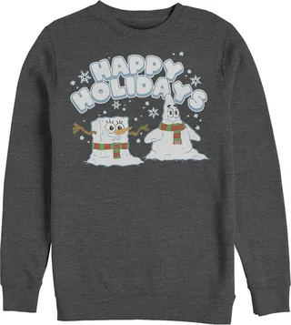 Men's SpongeBob SquarePants Happy Holiday Snowman Sweatshirt - Charcoal Heather - Small