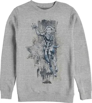 Men's Marvel Captain Marvel Vintage Vibe Sweatshirt - Athletic Heather - X Large