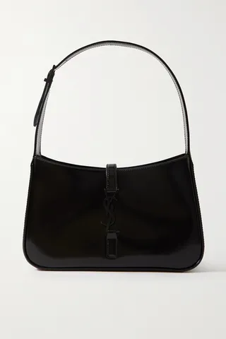 SAINT LAURENT - Le 5 À 7 Glossed-leather Shoulder Bag - Black