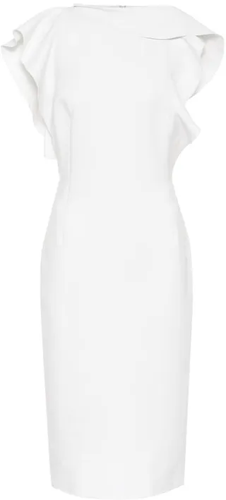 Ruffled stretch-wool midi dress