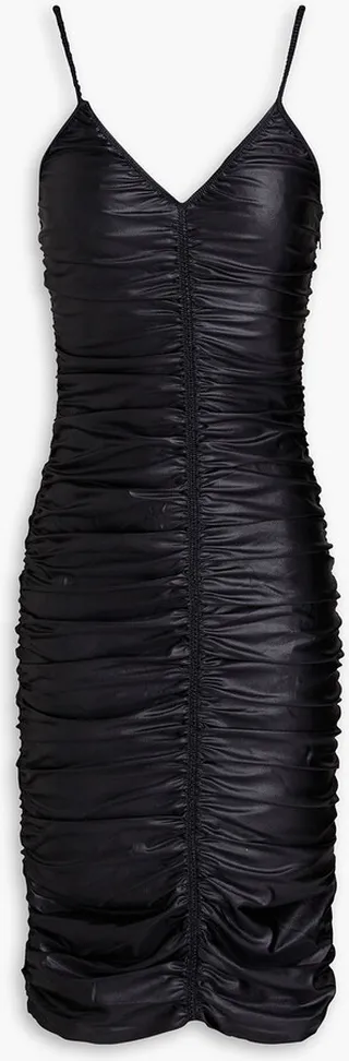 Ruched satin-jersey dress