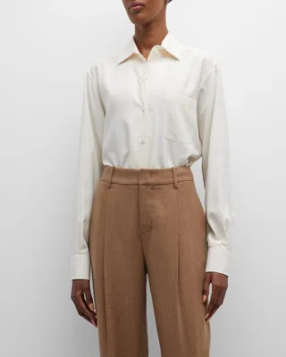 Cam Neo Andre Popeline Silk Collared Shirt