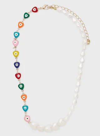 Pearl Evil Eye Necklace