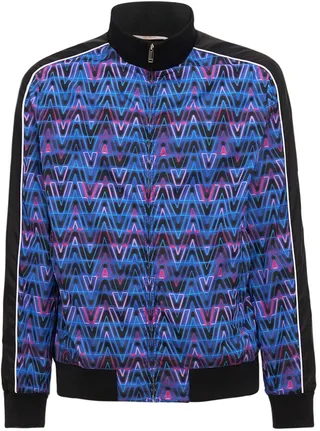 V Neon optical print nylon track jacket