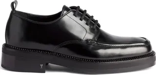 Square-Toe Brushed Leather Derby Shoes