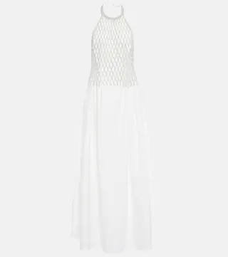 Embellished cotton-blend gown
