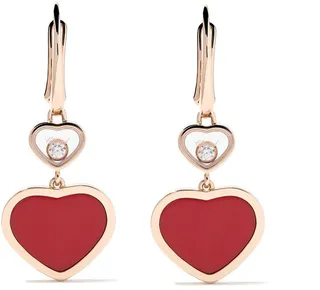 18kt rose gold Happy Hearts diamond drop earrings
