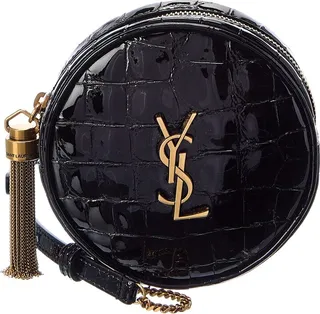 Saint Laurent Vinyle Baby Croc-Embossed Patent Belt Bag
