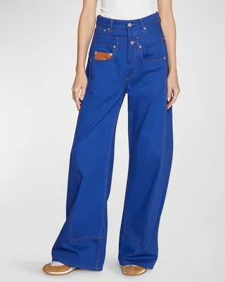 Trompe Loeil Layered Wide-Leg Jeans