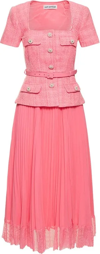 Bouclé chiffon midi dress