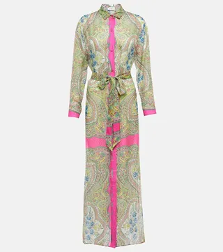 Paisley maxi shirt dress