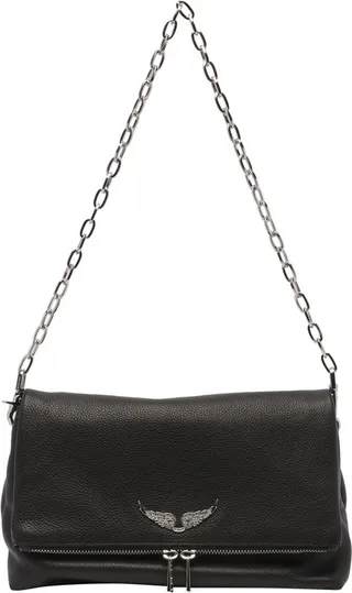 Zadig & Voltaire Embellished Logo Foldover Shoulder Bag
