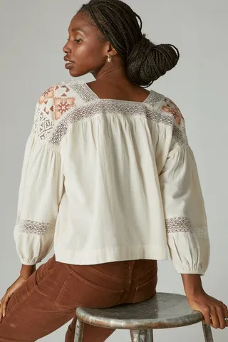 Embroidered Shoulder Top
