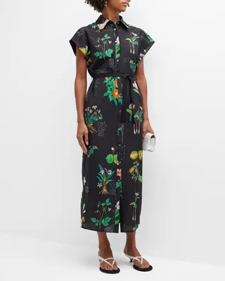Garden Floral Button-Front Shirt Dress