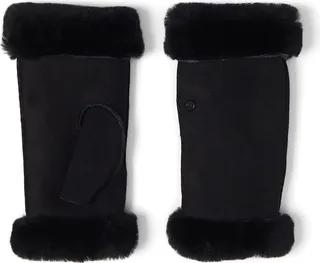 UGG Water Resistant Sheepskin Fingerless Gloves (Black) Extreme Cold Weather Gloves