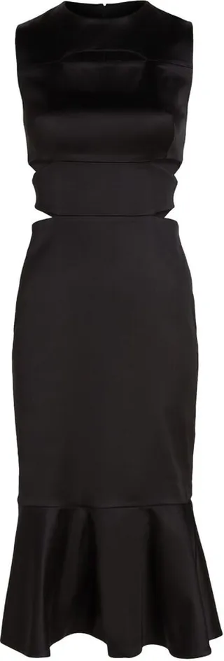 Cut-Out Detail Ruffled-Hem Dress