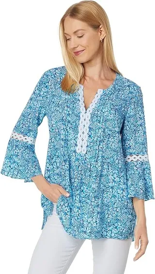 Lilly Pulitzer Hollie Tunic (Cumulus Blue Blooming Together) Women's Blouse