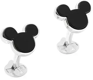 Disney Sterling Silver and Onyx Mickey Mouse Cufflinks