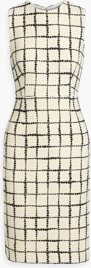 Checked wool-blend bouclé-tweed dress
