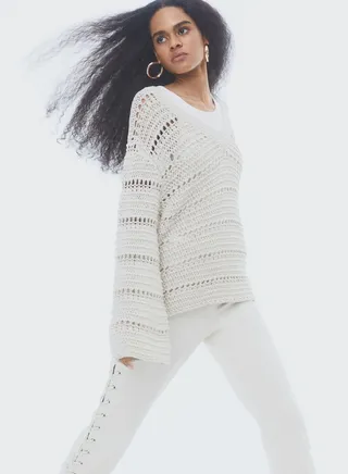 V-Neck Openwork Sweater