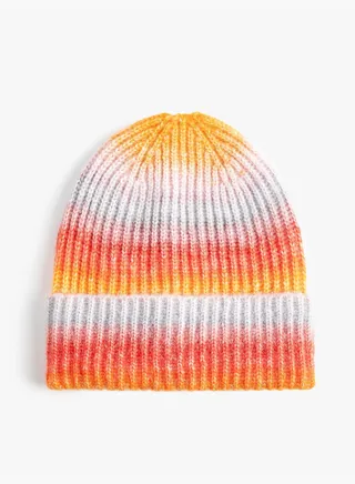 Rib-Knit Beanie with Foldover Cuff