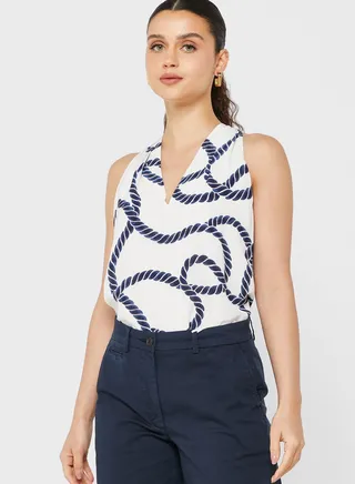 Printed Halter Neck Blouse