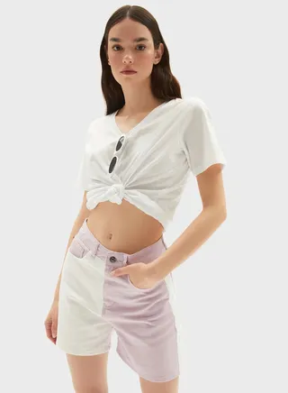 Color Block High Waist Shorts