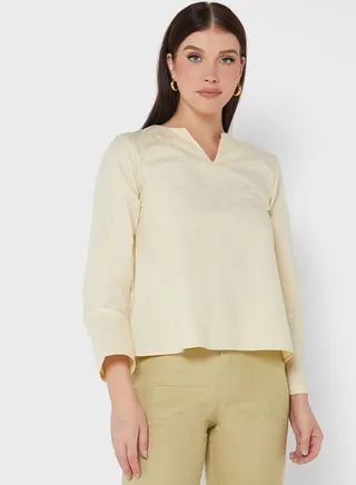 Button Detail V Neck Tunic