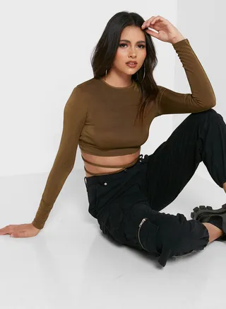 Ruched Back Ribbed Top