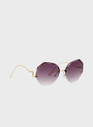 Curved Arm Oversized Sunglasses