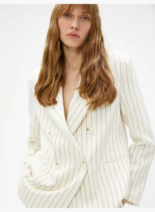 Wrapped Button Blazer Jacket