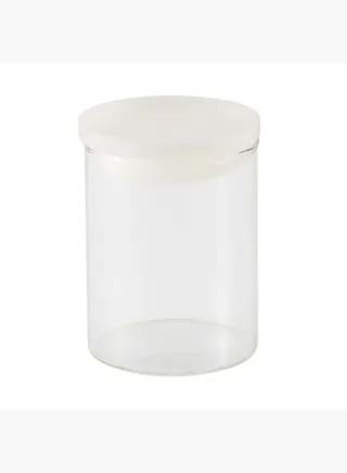 Heat Resistant Glass Round Storage Container, D 7.5 x H 11 cm, 320 ml/White