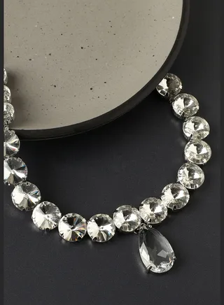Silver Plated Designer Stone Western Wear Choker Necklace For Women