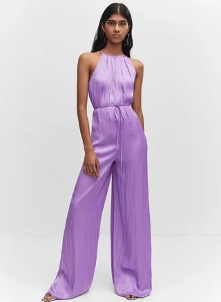 Crew Neck Tie Detail Jumpsuit