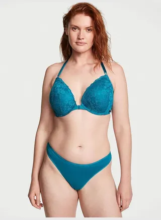 Stretch Cotton High-Leg Scoop Thong Panty