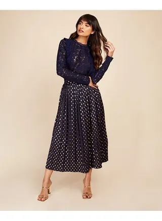 Little Mistress Navy Lace Top