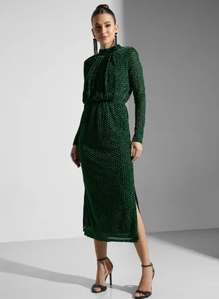 High Neck Lace Detail Dress