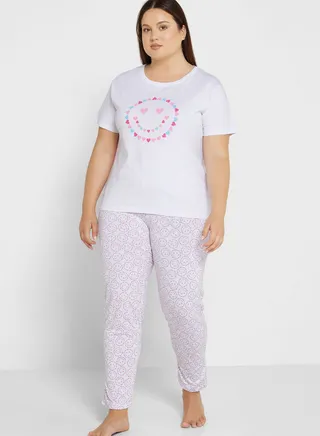 Graphic Nightwear T-Shirt And Pyjama Set