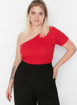 One Shoulder Ribbed Top