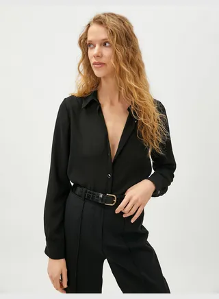 Button Detail Shirt Long Sleeve