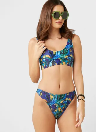 Floral Print High Leg Bikini Set
