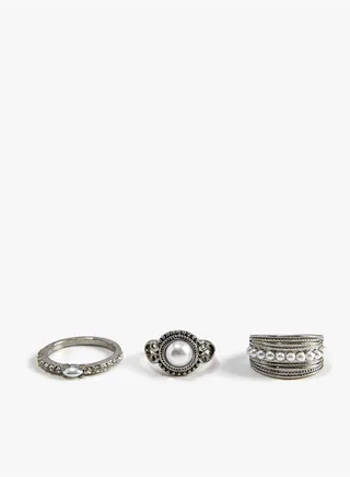 Ring Set 3 Pack Pearl Detail