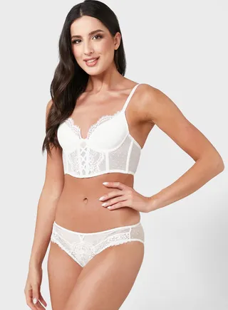 Lace Demi Coverage Bra & Cheeky Brief Set