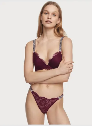 Shine Strap Lace Thong Panty