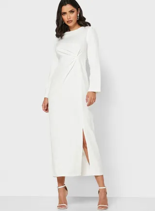 Twisted Front Midi Dress